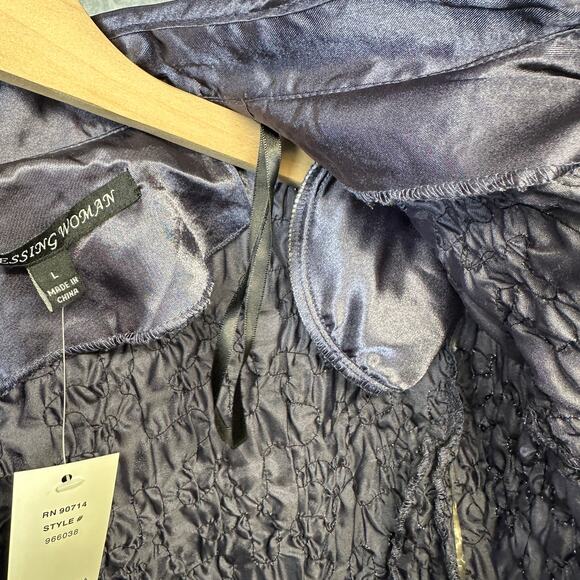 Adressing Jacket Womens Large Gunmetal Gray Sequin Crinkle Embellished Full Zip - Picture 8 of 14